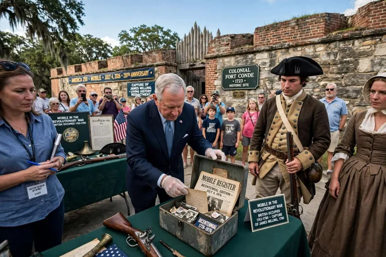 Illustration for the news story: Mobile Marked America’s 250th Anniversary With Revolutionary War Reenactment and Time Capsule Opening