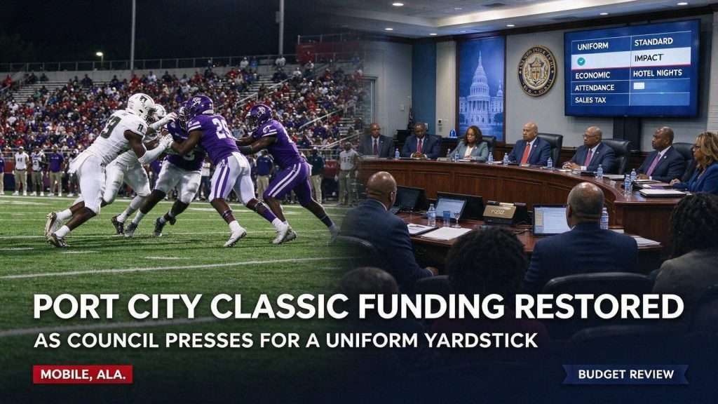 Illustration for the news story: Port City Classic Funding Restored as Council Presses for a Uniform Yardstick