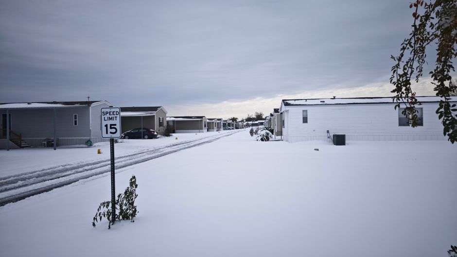 Rows of mobile homes in a residential park community