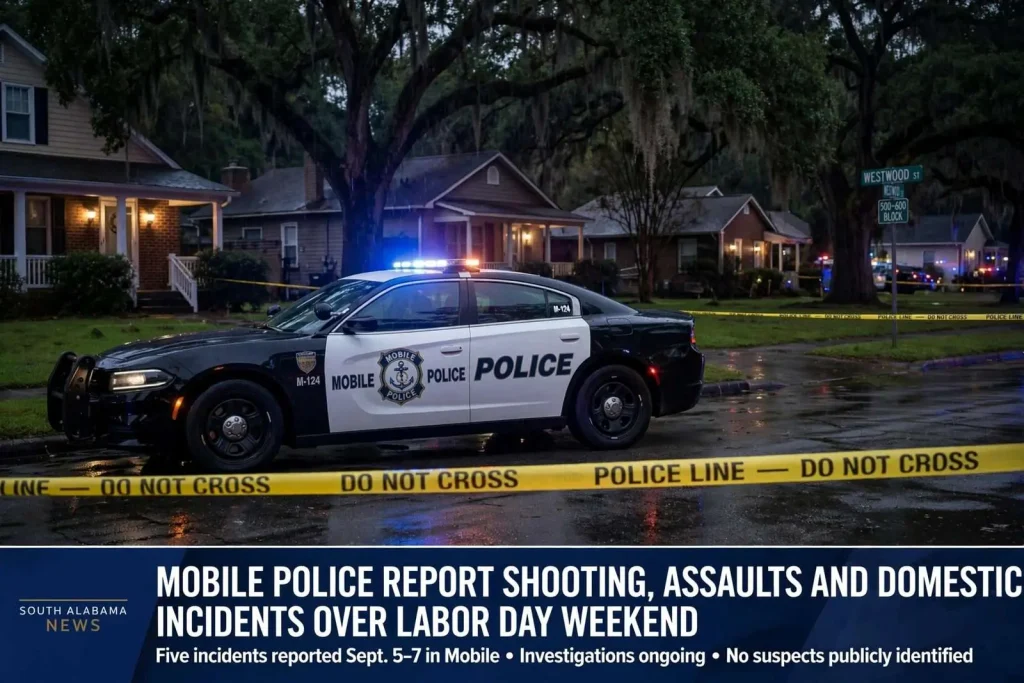 Illustration for the news story: Mobile Police Report Shooting, Assaults and Domestic Incidents Over Labor Day Weekend