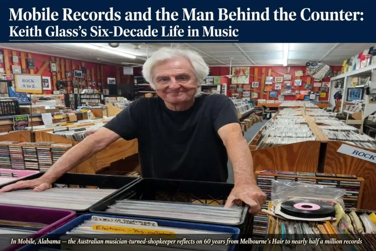 Illustration for the news story: Mobile Records and the Man Behind the Counter: Keith Glass’s Six-Decade Life in Music
