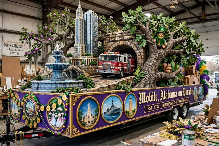 Illustration for the news story: Mobile Council Approves $55,725 City Mardi Gras Float in Tight 5-2 Vote