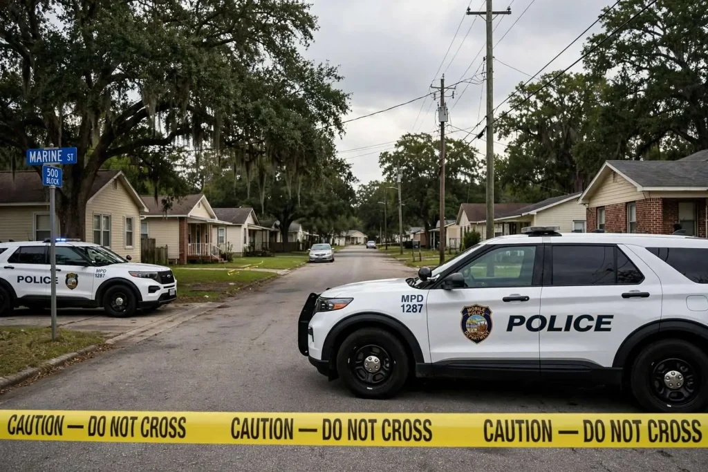 Illustration for the news story: Mobile Woman, 74, Charged After Man Struck With Glass Bottle on Marine Street
