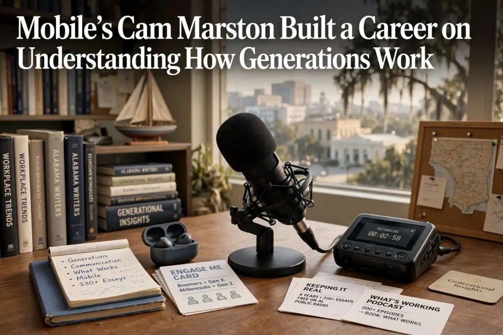 Illustration for the news story: Mobile’s Cam Marston Built a Career on Understanding How Generations Work