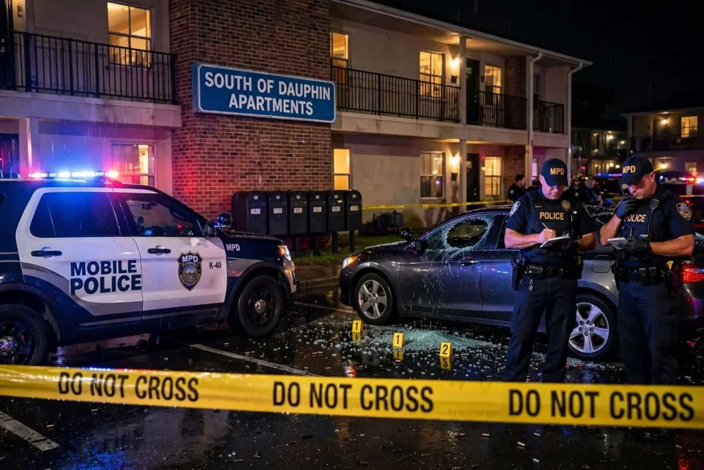 Illustration for the news story: MPD Searches for Shooter After Argument Turns to Gunfire at South of Dauphin Apartments