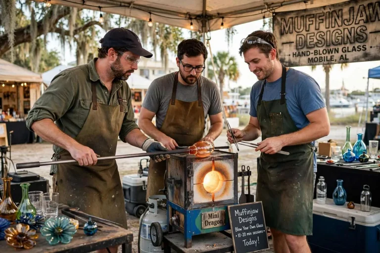 Illustration for the news story: Muffinjaw Designs: How a Glassblowing Elective at South Alabama Became a Gulf Coast Business