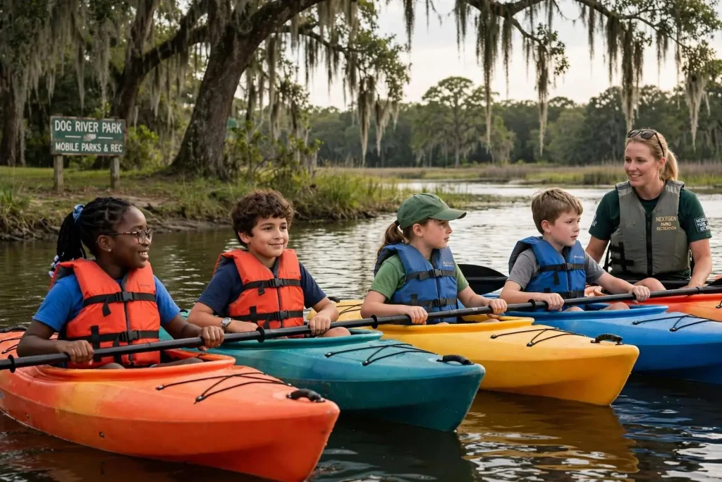 Illustration for the news story: Free Kayaking Program Opens Signups for Mobile Fourth Through Sixth Graders