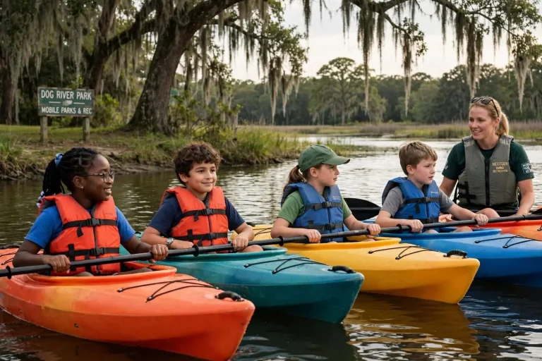 Illustration for the news story: Free Kayaking Program Opens Signups for Mobile Fourth Through Sixth Graders