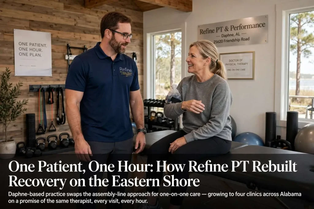 Illustration for the news story: One Patient, One Hour: How Refine PT Rebuilt Recovery on the Eastern Shore