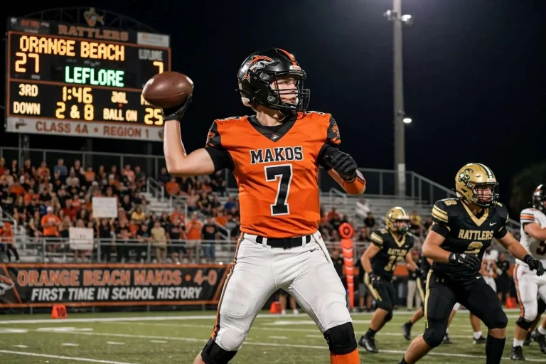 Illustration for the news story: Tucker Wade Throws Four Touchdowns as Orange Beach Starts 4-0 for the First Time