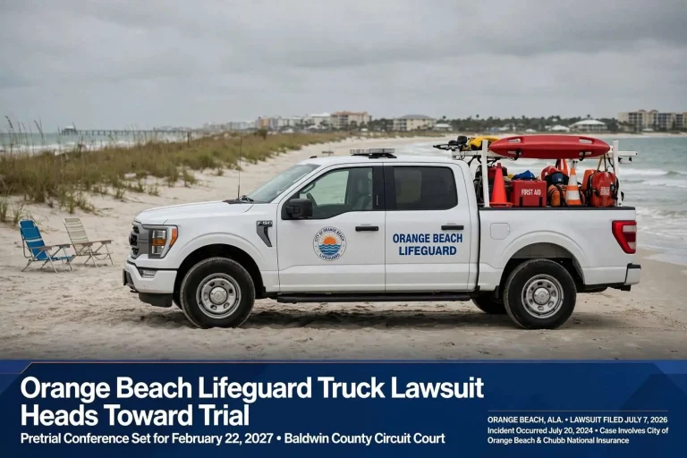 Illustration for the news story: Orange Beach Lifeguard Truck Lawsuit Heads Toward Trial With a February 2027 Pretrial Conference