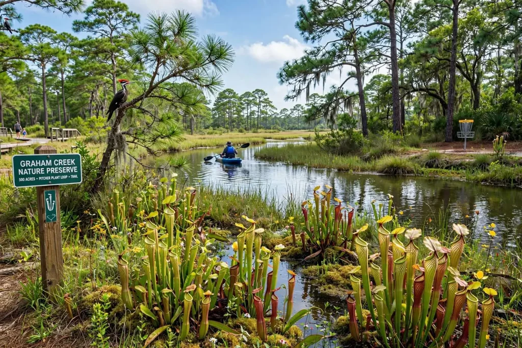 Illustration for the news story: Out of This World: Graham Creek Nature Preserve Offers 500 Wild Acres Inside Foley’s City Limits