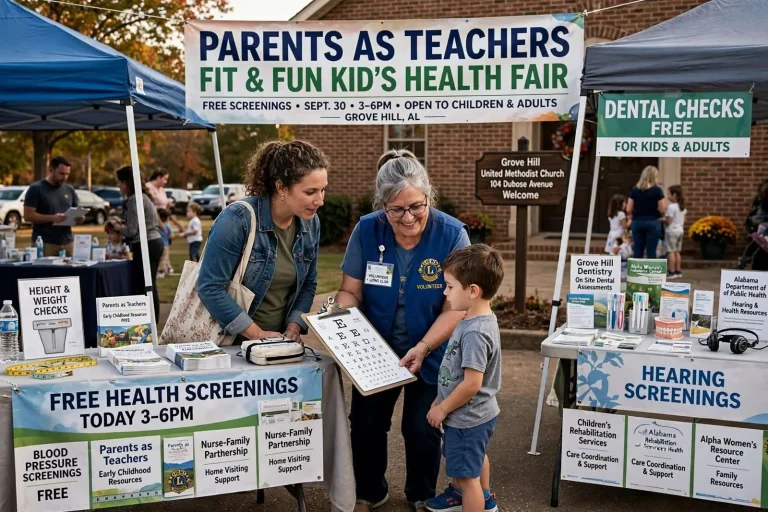 Illustration for the news story: Free Screenings From Hearing to Teeth: Grove Hill Health Fair for Kids Set for Sept. 30