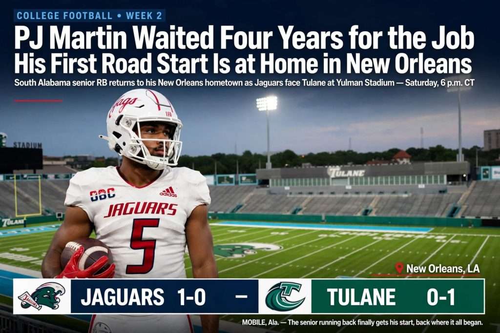Illustration for the news story: PJ Martin Waited Four Years for the Job. His First Road Start Is at Home in New Orleans.
