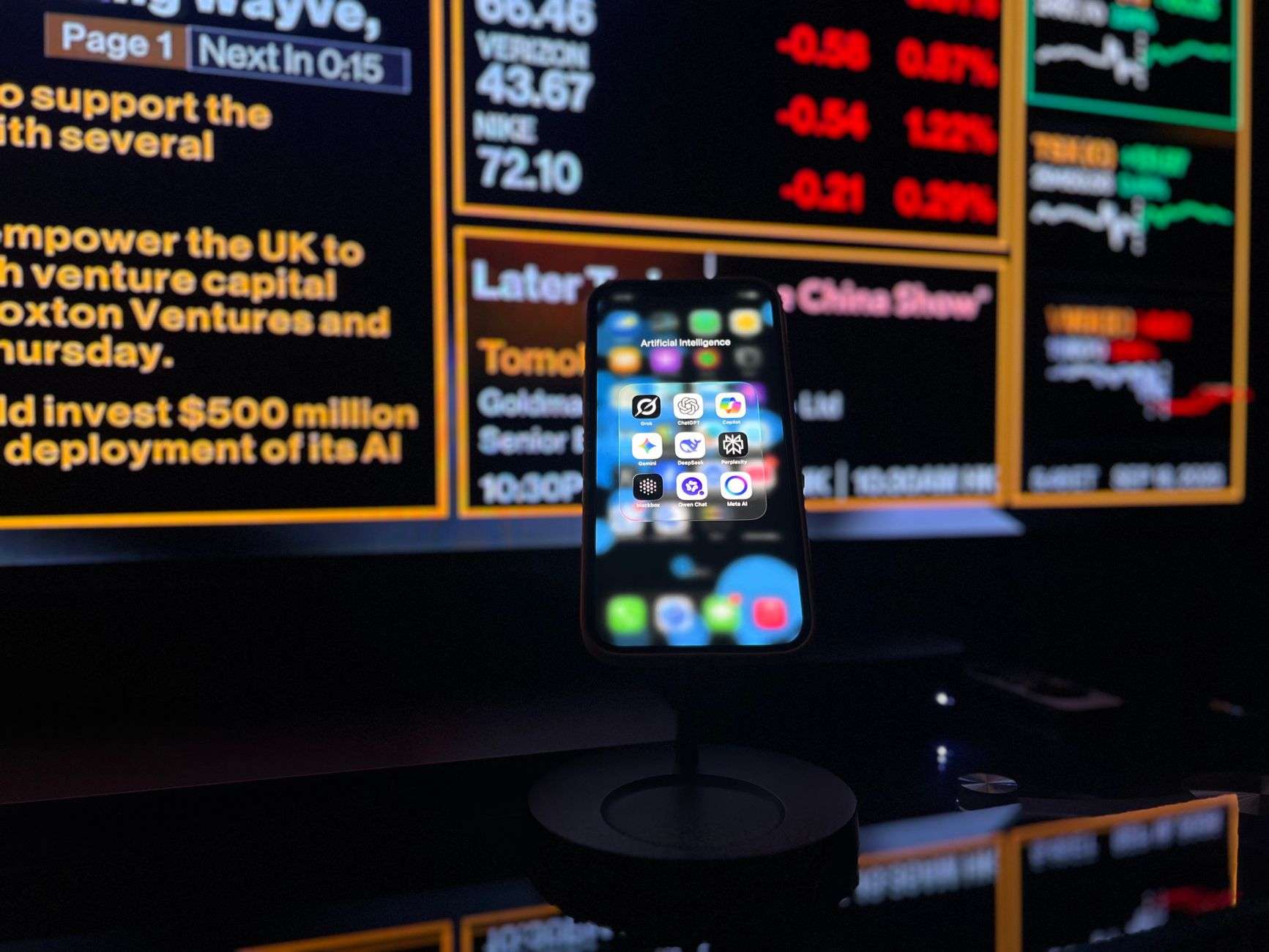 Smartphone displaying a financial markets application
