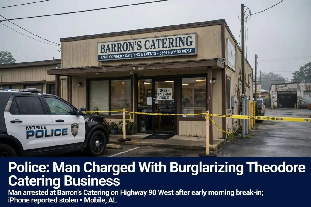 Illustration for the news story: Police: Man Charged With Burglarizing Theodore Catering Business