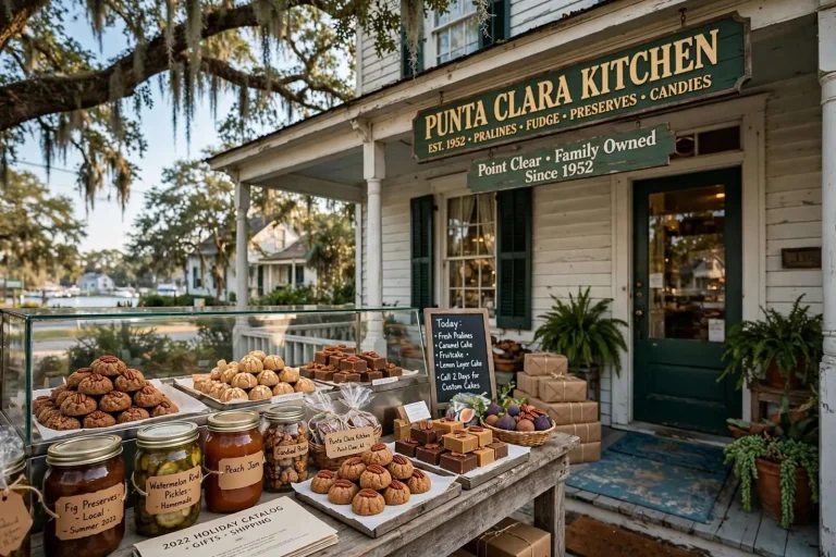 Illustration for the news story: Pralines Since 1950: Inside Punta Clara Kitchen, Point Clear’s Family Candy House
