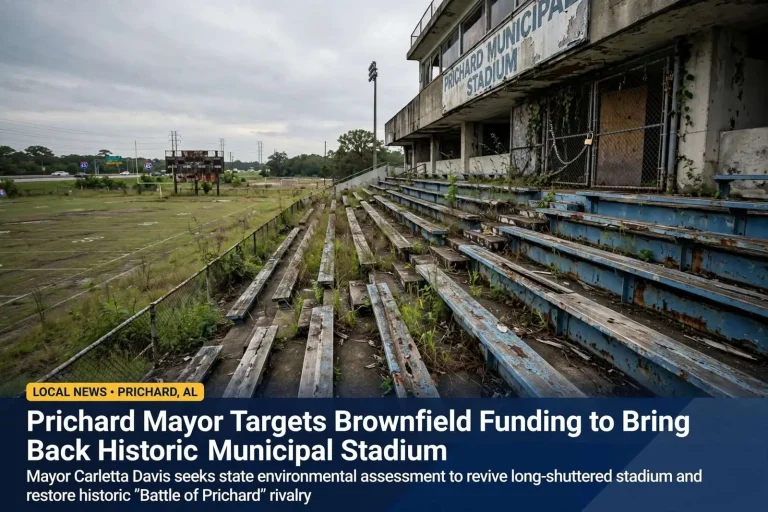 Illustration for the news story: Prichard Mayor Targets Brownfield Funding to Bring Back Historic Municipal Stadium