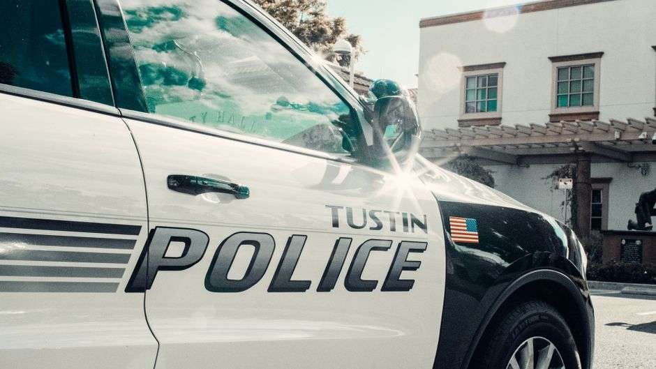 The exterior of a small-city police department building
