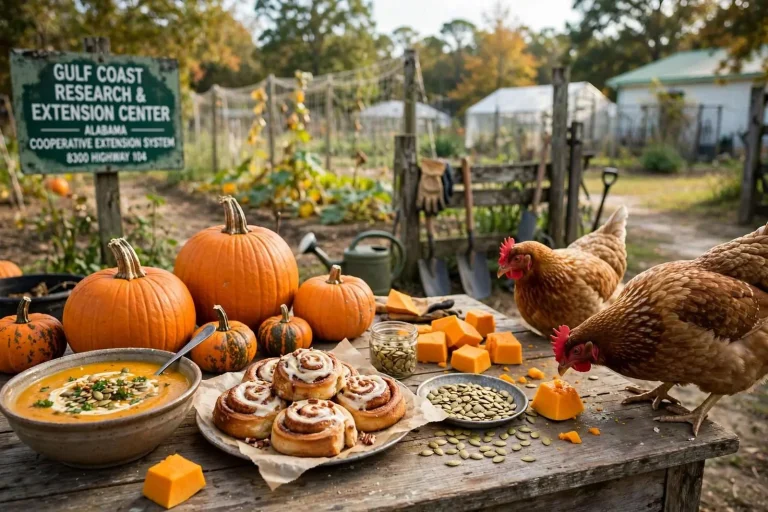 Illustration for the news story: Pumpkins & Poultry Workshop Oct. 9 in Fairhope Covers Growing, Cooking and Feeding Chickens Fall’s Favorite Squash