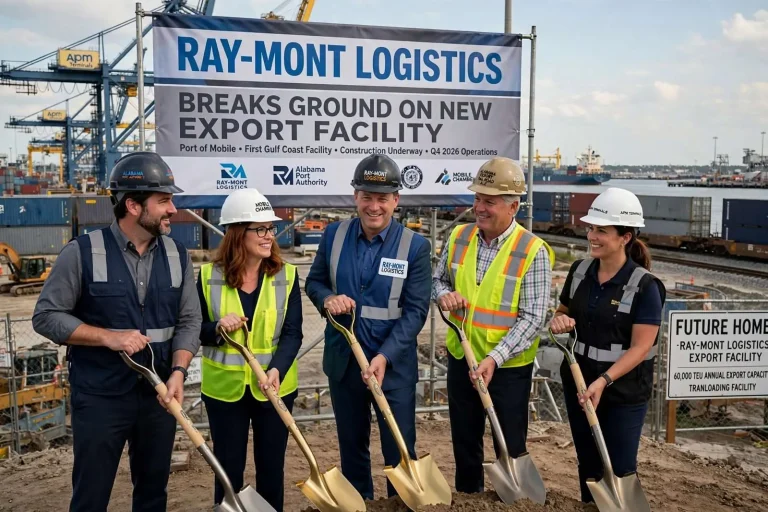 Illustration for the news story: Ray-Mont Logistics Breaks Ground on New Export Facility at Port of Mobile