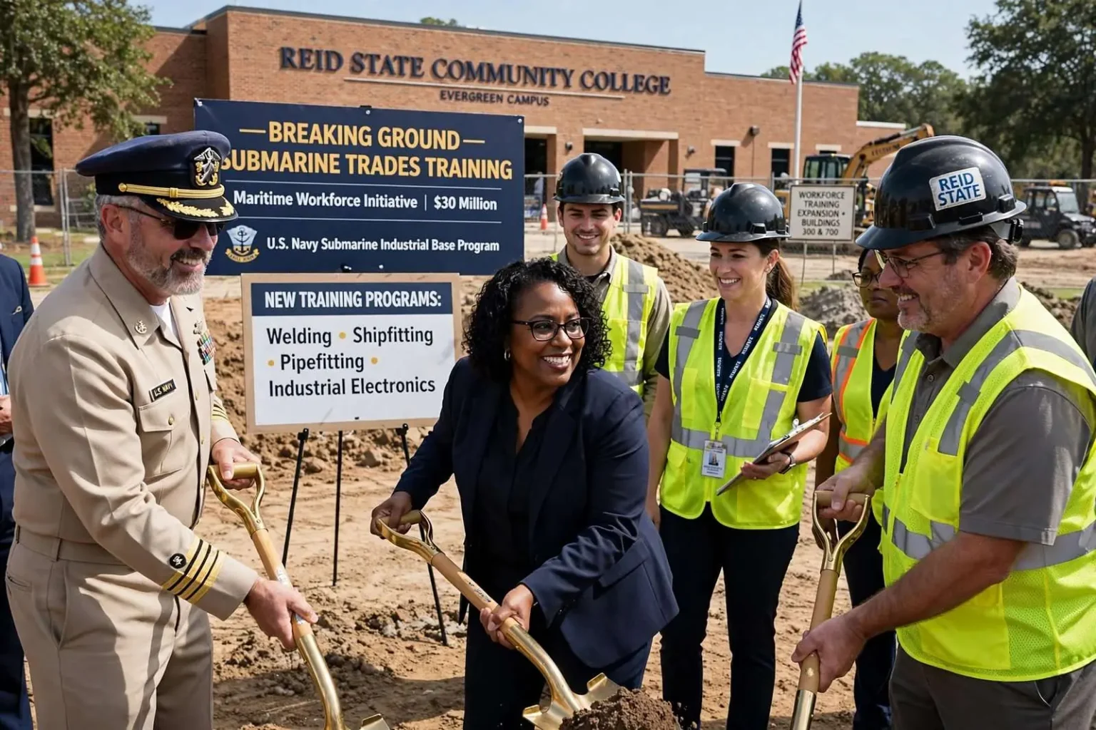 Illustration for the news story: Reid State Breaks Ground on Submarine Trades Training as the Navy Projects a Need for 140,000 Workers
