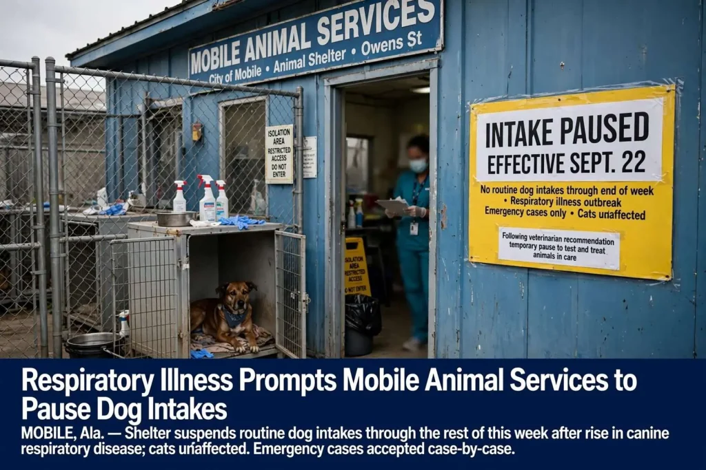 Illustration for the news story: Respiratory Illness Prompts Mobile Animal Services to Pause Dog Intakes