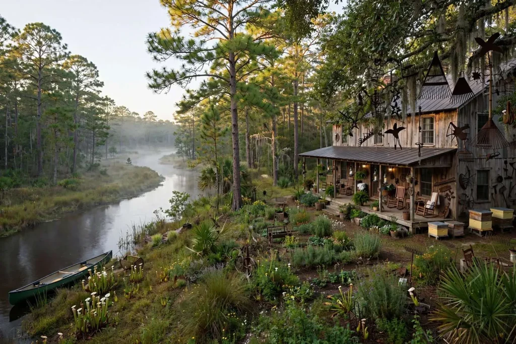 Illustration for the news story: Respite in the Woods: Riverbend on the Perdido River