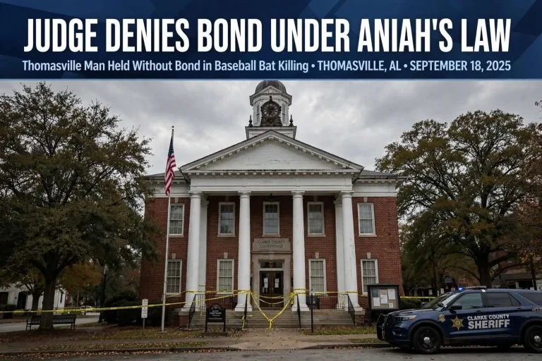 Illustration for the news story: Judge Denies Bond Under Aniah’s Law for Thomasville Man Charged in Baseball Bat Killing