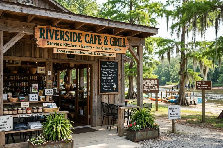 Illustration for the news story: Riverside Cafe & Grill Opens at Escatawpa Hollow Park and Campground