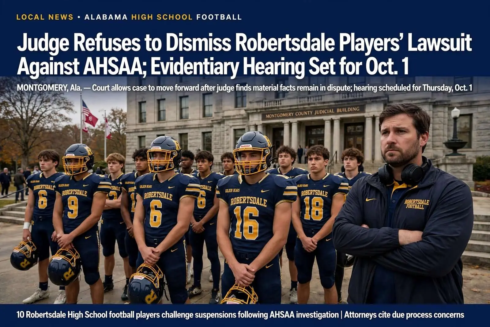 Robertsdale AHSAA Lawsuit Moves Forward; Hearing Oct. 1 - South Alabama ...