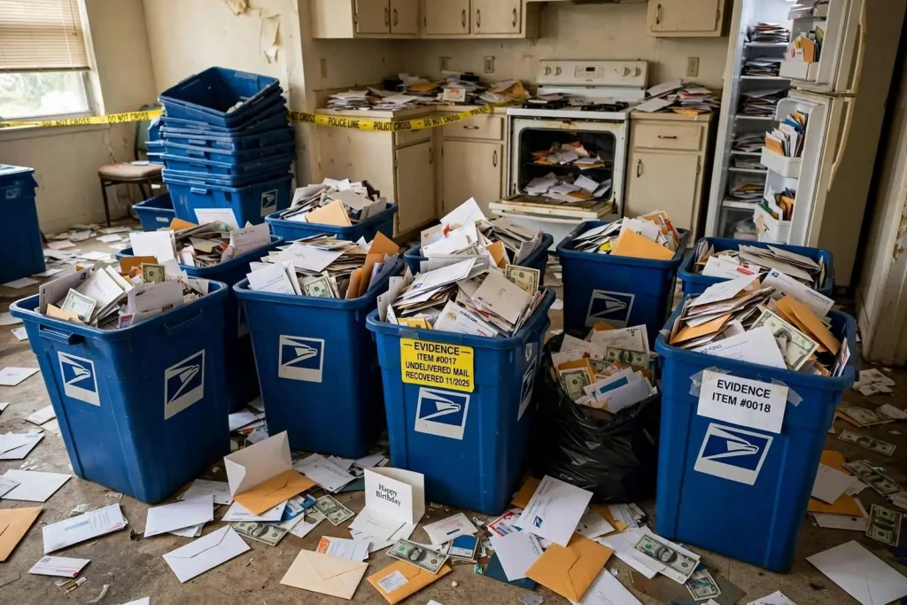 Illustration for the news story: Robertsdale Mail Carrier Who Hoarded Eight Bins of Undelivered Mail Gets Time Served