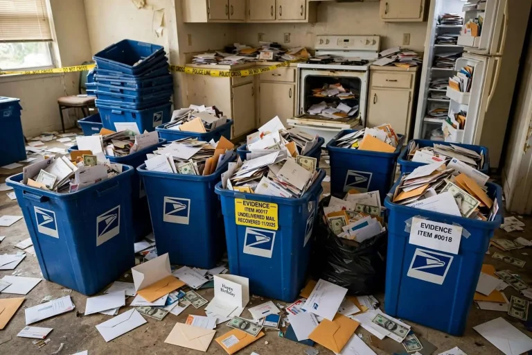 Illustration for the news story: Robertsdale Mail Carrier Who Hoarded Eight Bins of Undelivered Mail Gets Time Served
