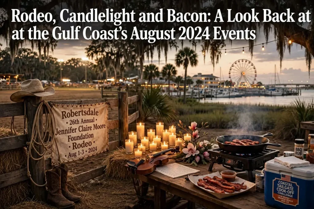 Illustration for the news story: Rodeo, Candlelight and Bacon: A Look Back at the Gulf Coast’s August 2024 Events
