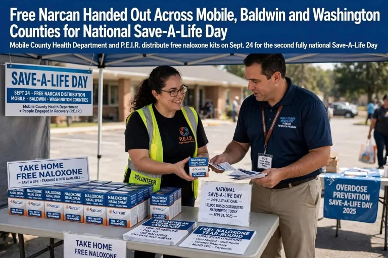 Illustration for the news story: Free Narcan Handed Out Across Mobile, Baldwin and Washington Counties for National Save-A-Life Day