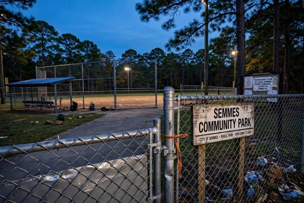 Illustration for the news story: Semmes Girls Softball Asks the City to Close Community Park to Unaccompanied Minors After Gate Damage
