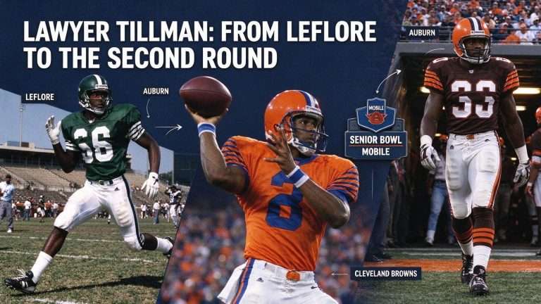 Illustration for the news story: Senior Bowl Spotlight: Lawyer Tillman, From LeFlore to the Second Round