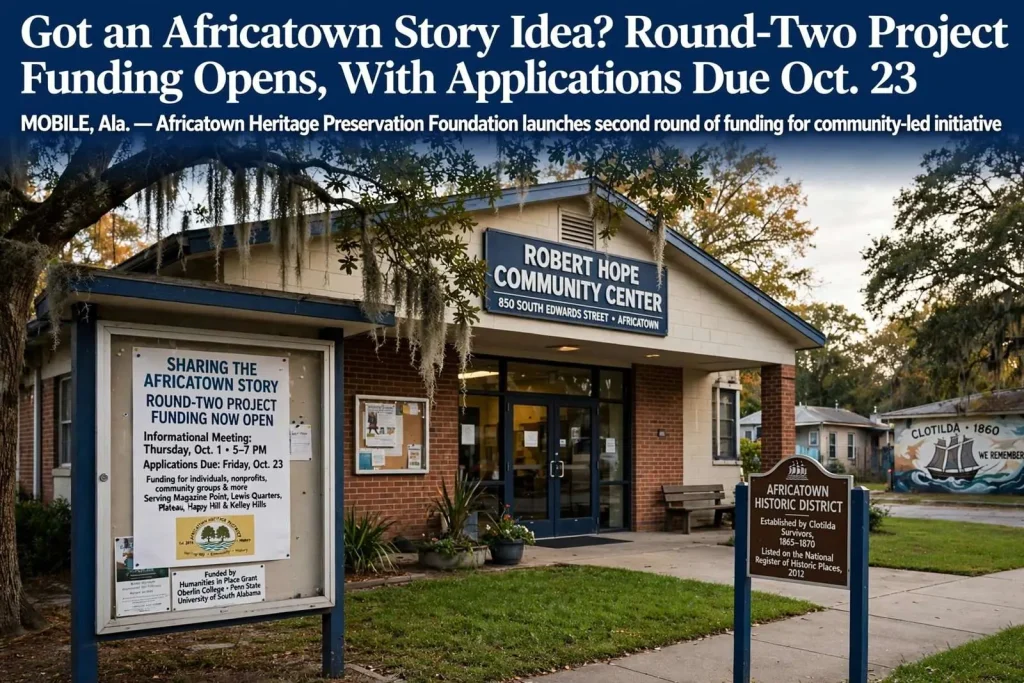 Illustration for the news story: Got an Africatown Story Idea? Round-Two Project Funding Opens, With Applications Due Oct. 23