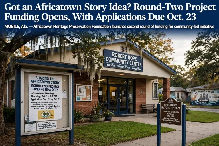 Illustration for the news story: Got an Africatown Story Idea? Round-Two Project Funding Opens, With Applications Due Oct. 23