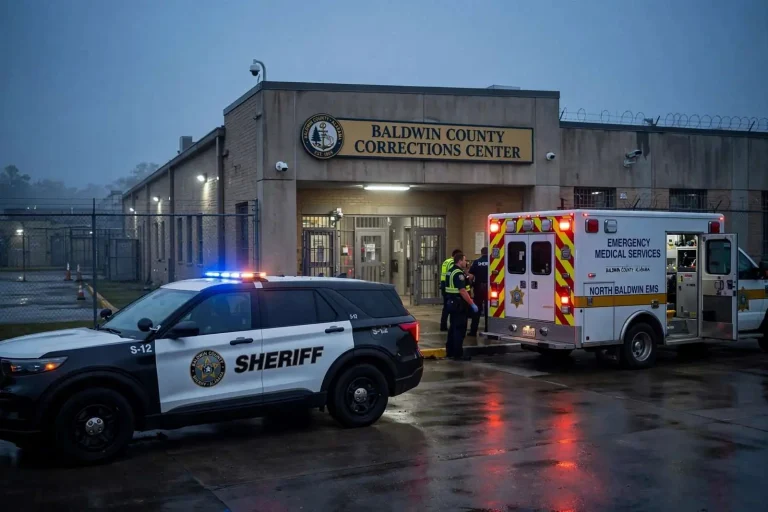 Illustration for the news story: Mobile Neurosurgeon Shawn Clark Hospitalized After Apparent Suicide Attempt in Baldwin County Jail; Sheriff Credits Officers’ Response