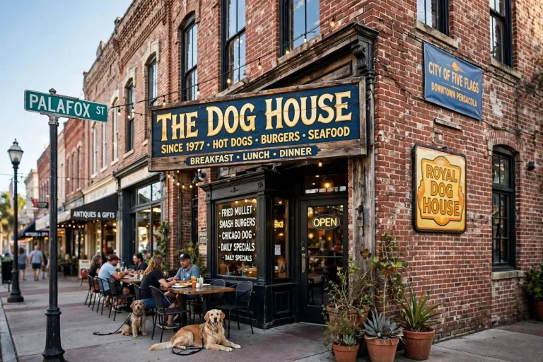 Illustration for the news story: Since 1977 on Palafox: How The Dog House Became a Pensacola Restaurant Institution
