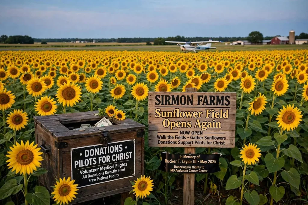Illustration for the news story: Daphne Sunflower Field Opens Again to Raise Money for Volunteer Medical Flights