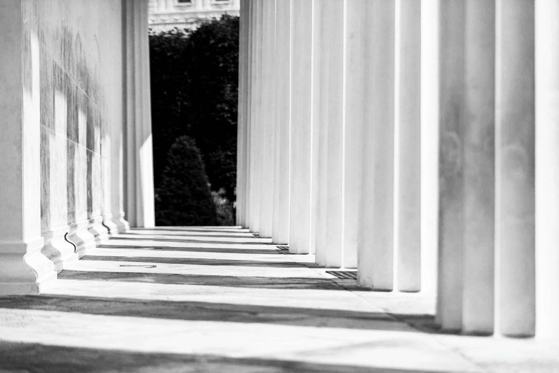 Columns at the entrance of a courthouse