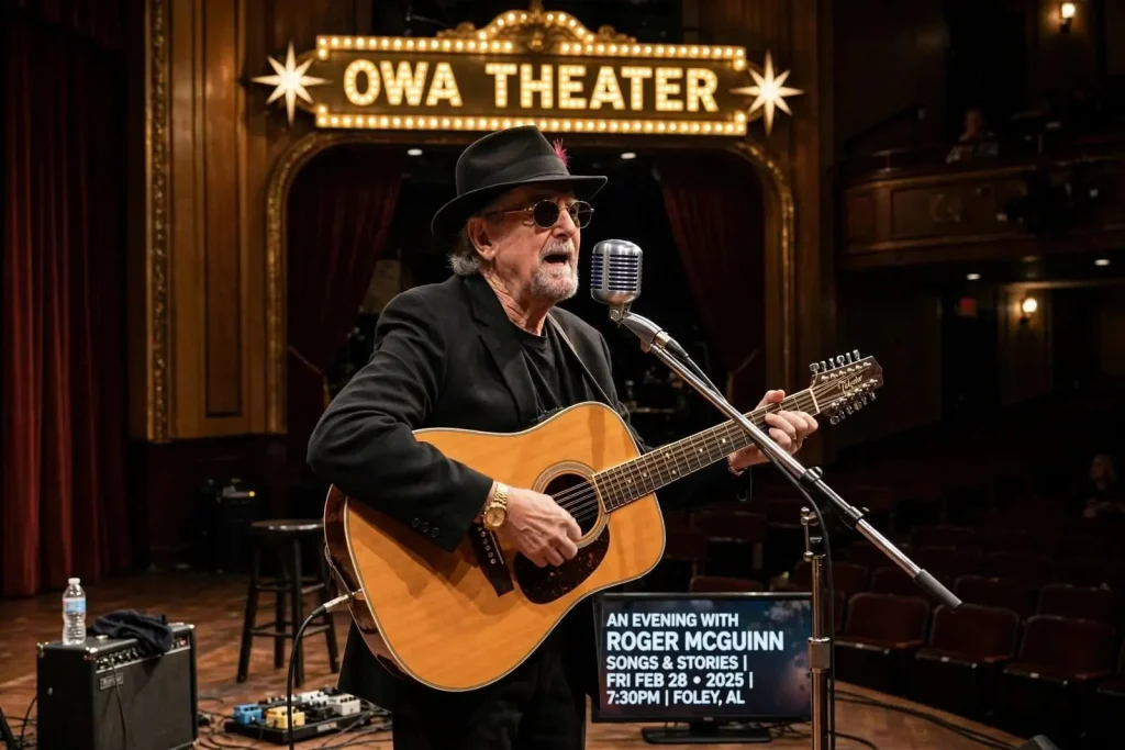 Illustration for the news story: Songs and Stories in Foley: Why the Byrds’ Roger McGuinn Chose OWA Theater