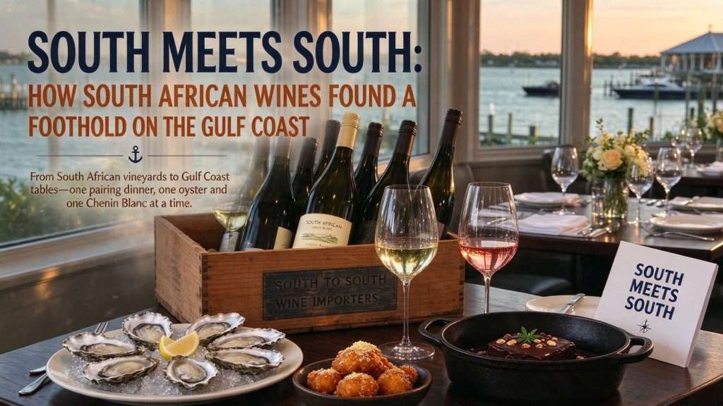 Illustration for the news story: South Meets South: How South African Wines Found a Foothold on the Gulf Coast