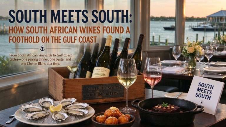 Illustration for the news story: South Meets South: How South African Wines Found a Foothold on the Gulf Coast