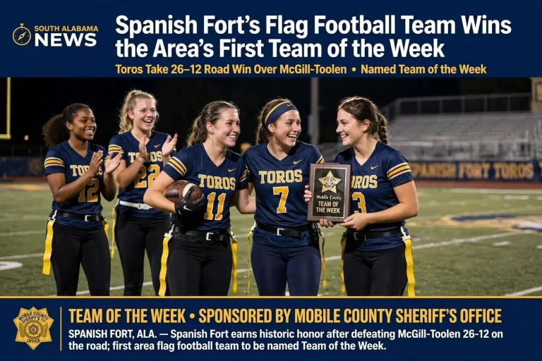 Illustration for the news story: Spanish Fort’s Flag Football Team Wins the Area’s First Team of the Week After Beating McGill-Toolen