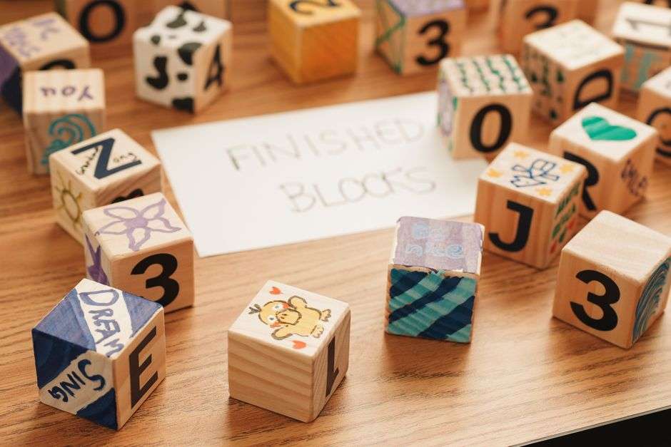Children building structures with blocks during a STEM learning activity