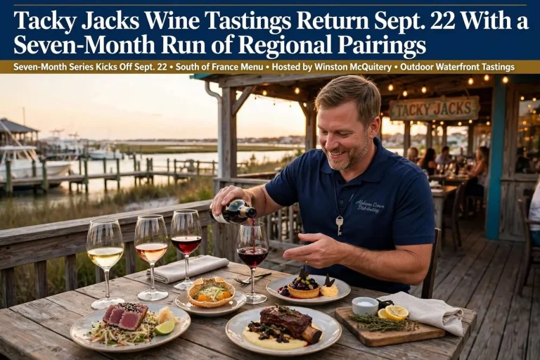 Illustration for the news story: Tacky Jacks Wine Tastings Return Sept. 22 With a Seven-Month Run of Regional Pairings