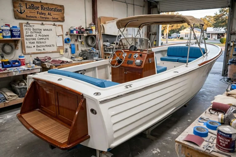 Illustration for the news story: The 21-Foot Outrage That Wouldn’t Die: A Classic Whaler Gets the Full Restoration